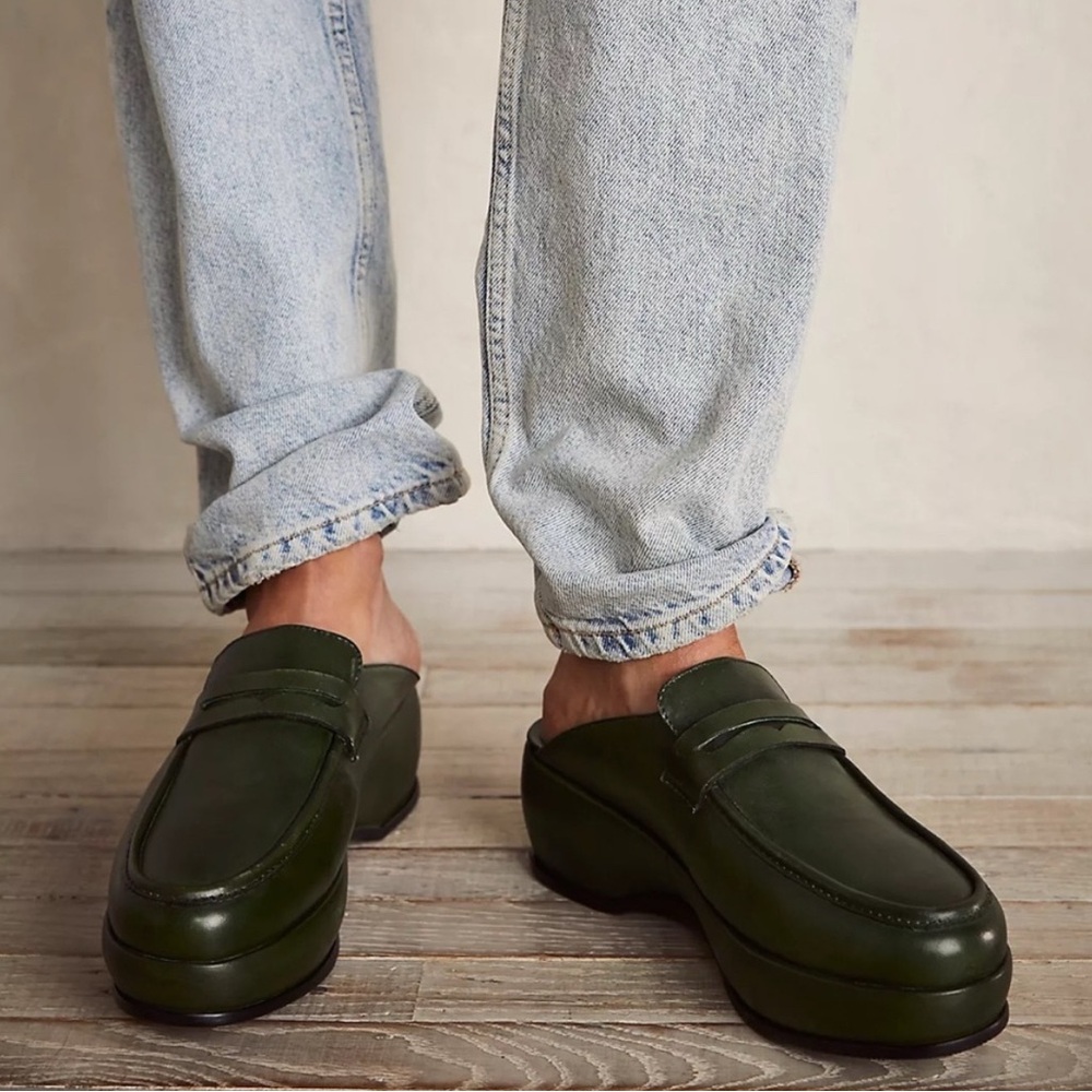 Free People Olive Green Loafers